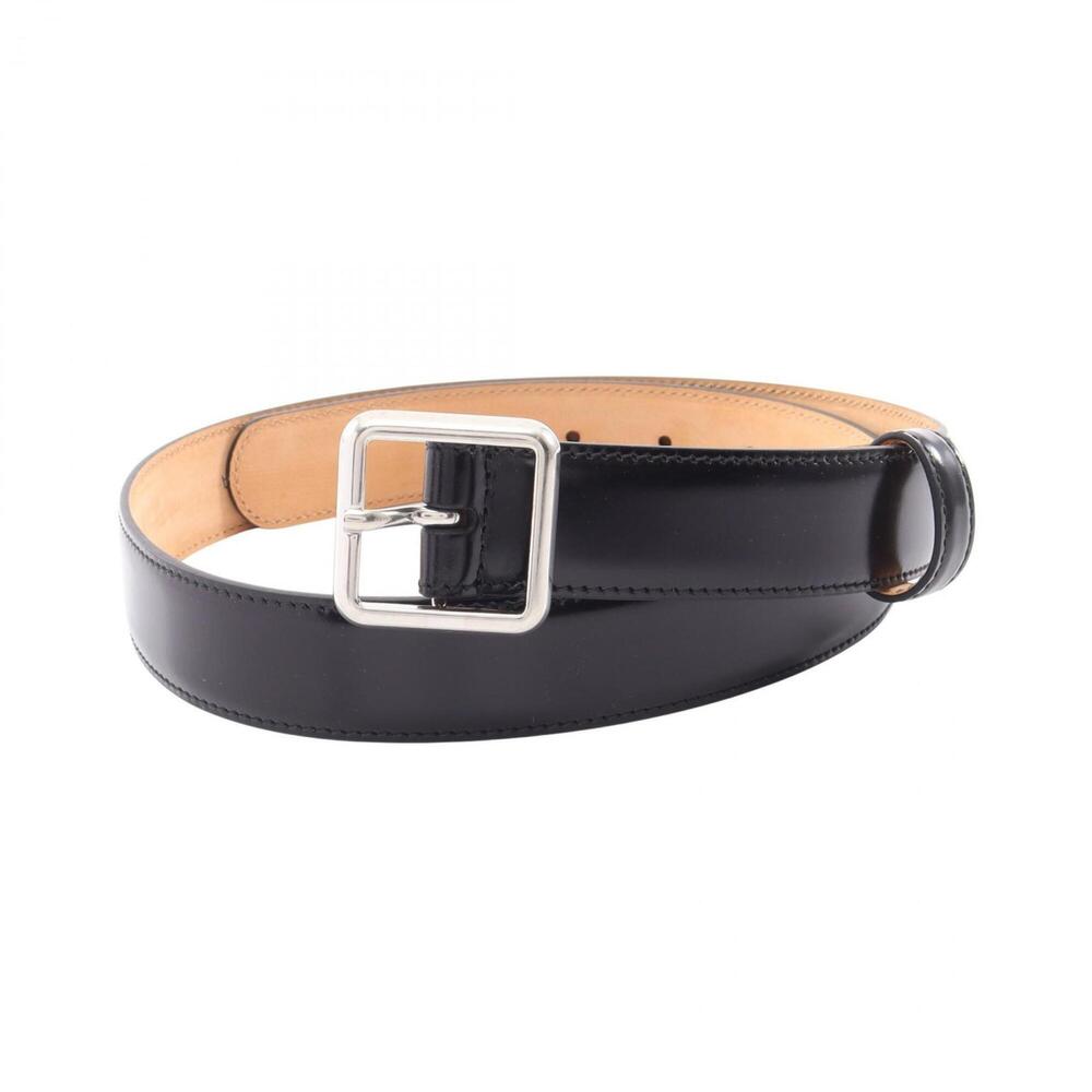 Balenciaga BALENCIAGA Silver Hardware Leather Belt for Women, Black